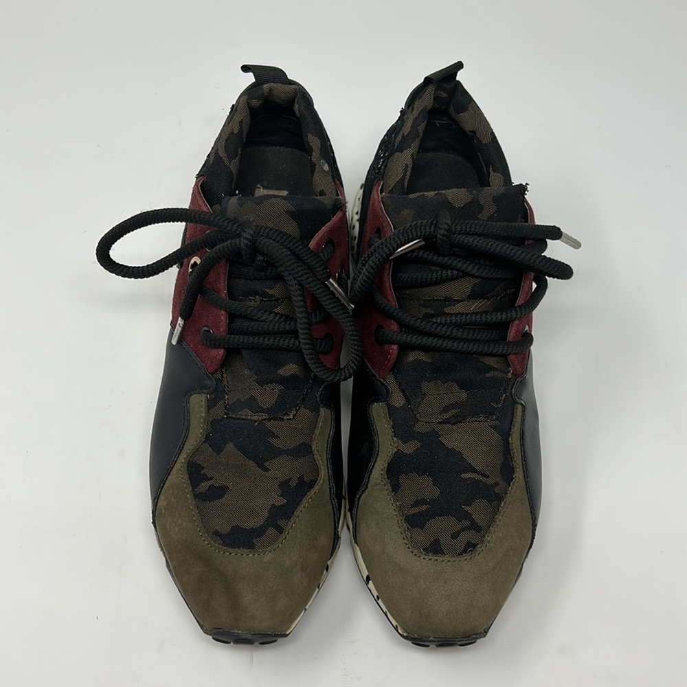 Steve Madden Green Camouflage Burgundy White Black Wedge Sneakers Size 8.5 - Picture 4 of 10